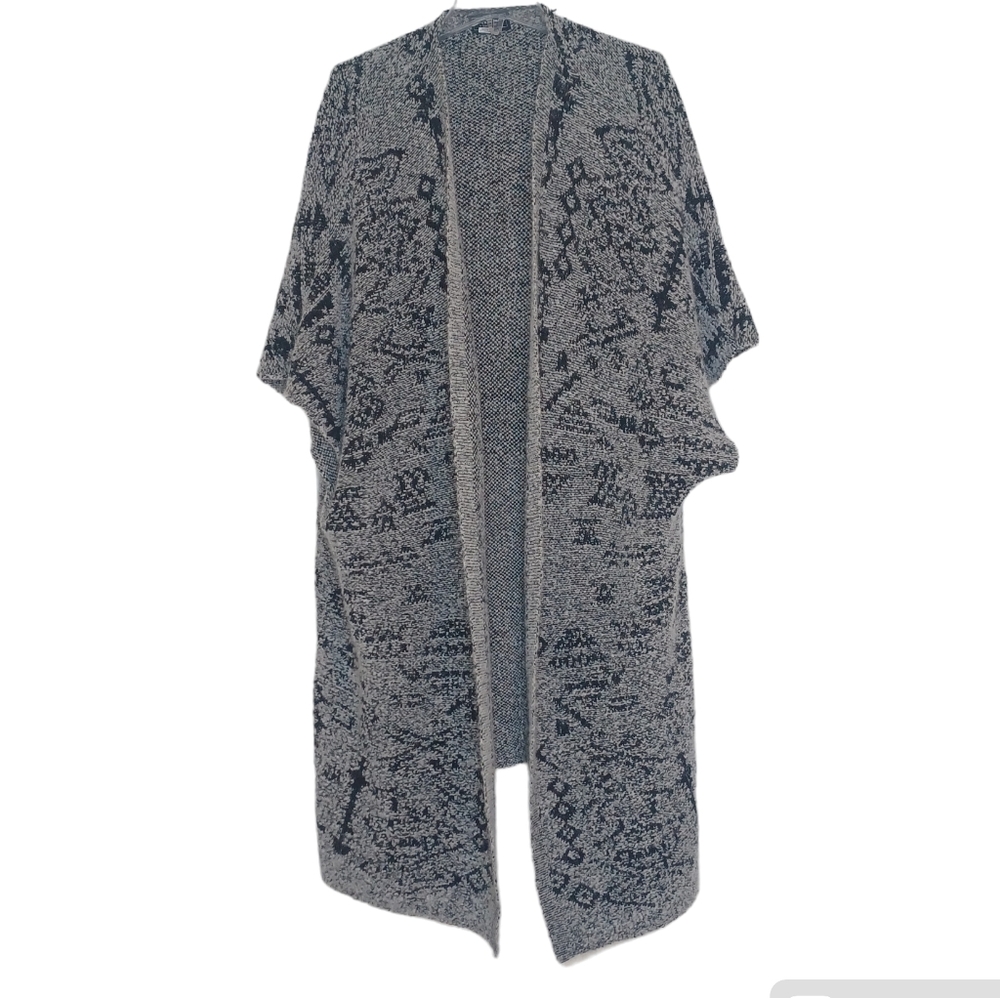 Peruvian Exchange Alpaca Wool Blend Longline Open Front Cardigan Sweater OS